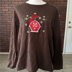 Vintage Pleasant Shade Christmas Crewneck‎ Cardinal Bird House Large